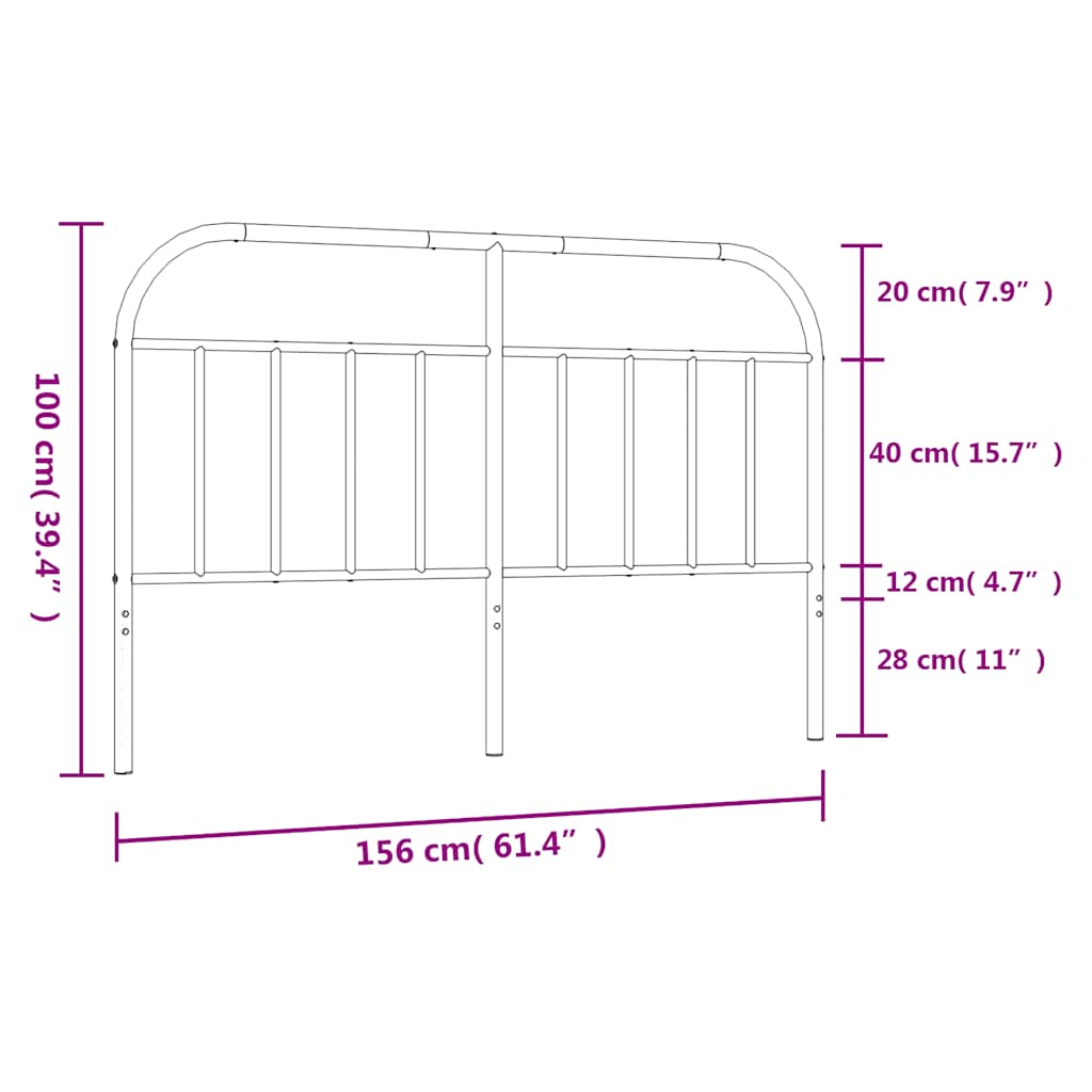 vidaXL Metal Replace Headboard Black 150 cm
