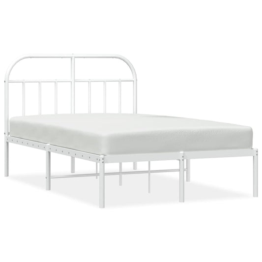 vidaXL Bed Frame | White | Powder-Coated Steel | Small Double | Bed Frame