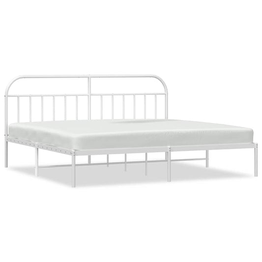 vidaXL Metal Bed Frame without Mattress with Headboard White 200x200cm
