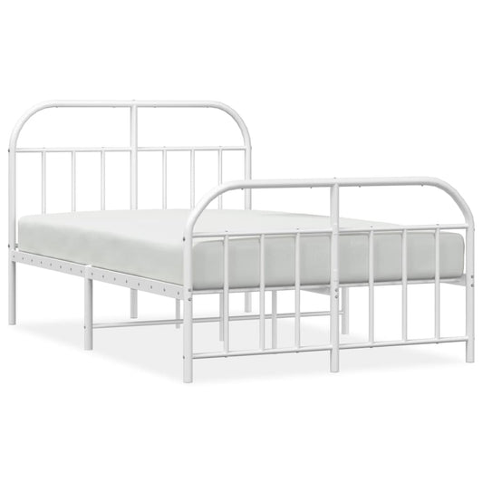 vidaXL Bed Frame | White | Powder-Coated Steel | Small Double | Bed Frame