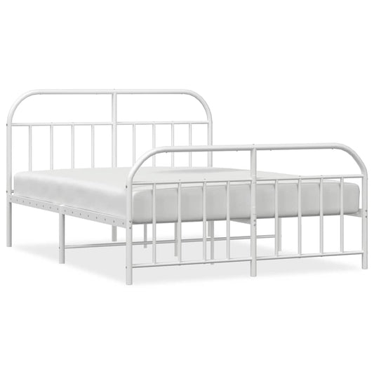 vidaXL Bed Frame | White | Powder-Coated Steel | Double | Bed Frame
