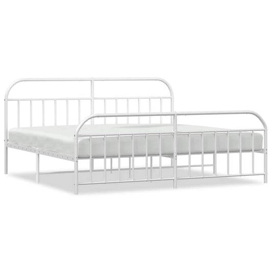 vidaXL Bed Frame | White | Powder-Coated Steel | Double | Bed Frame