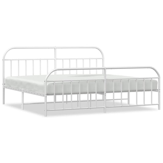 vidaXL Bed Frame | White | Powder-Coated Steel | Double | Storage | Bed Frame