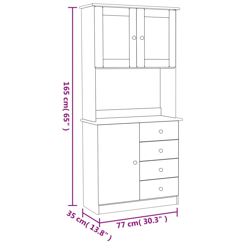 vidaXL Highboard ALTA White 77x35x165 cm Solid Wood Pine