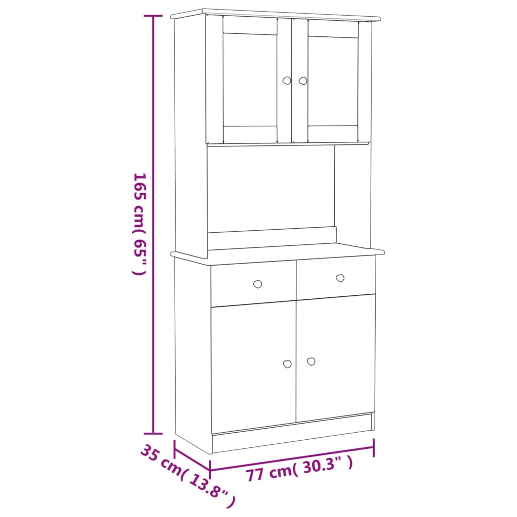 vidaXL Highboard "ALTA" White 77x35x165 cm Solid Wood Pine