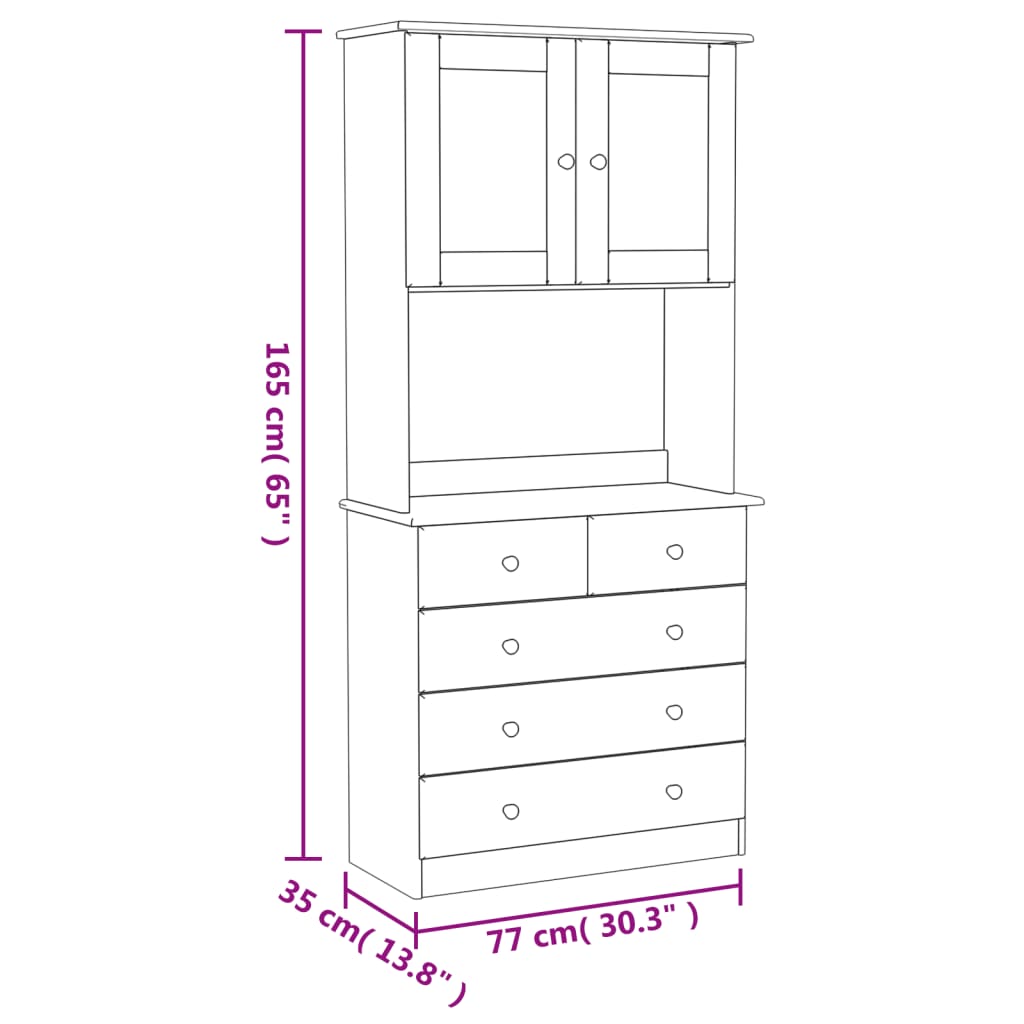 vidaXL Highboard "ALTA" White 77x35x165 cm Solid Wood Pine