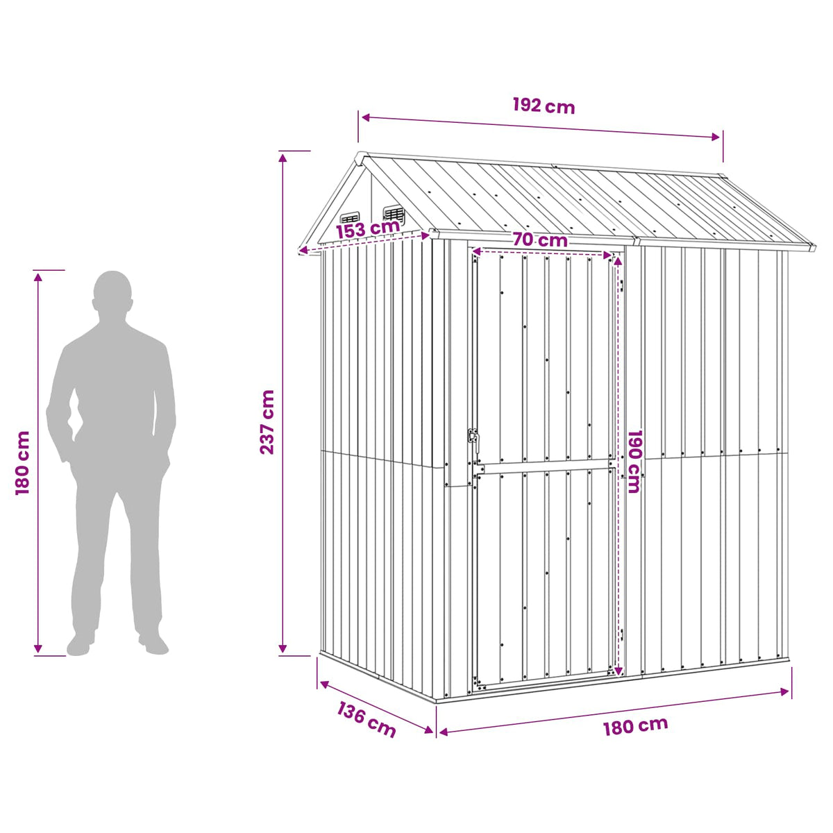vidaXL Garden Shed Brown 192x152,5x237 cm Galvanised Steel