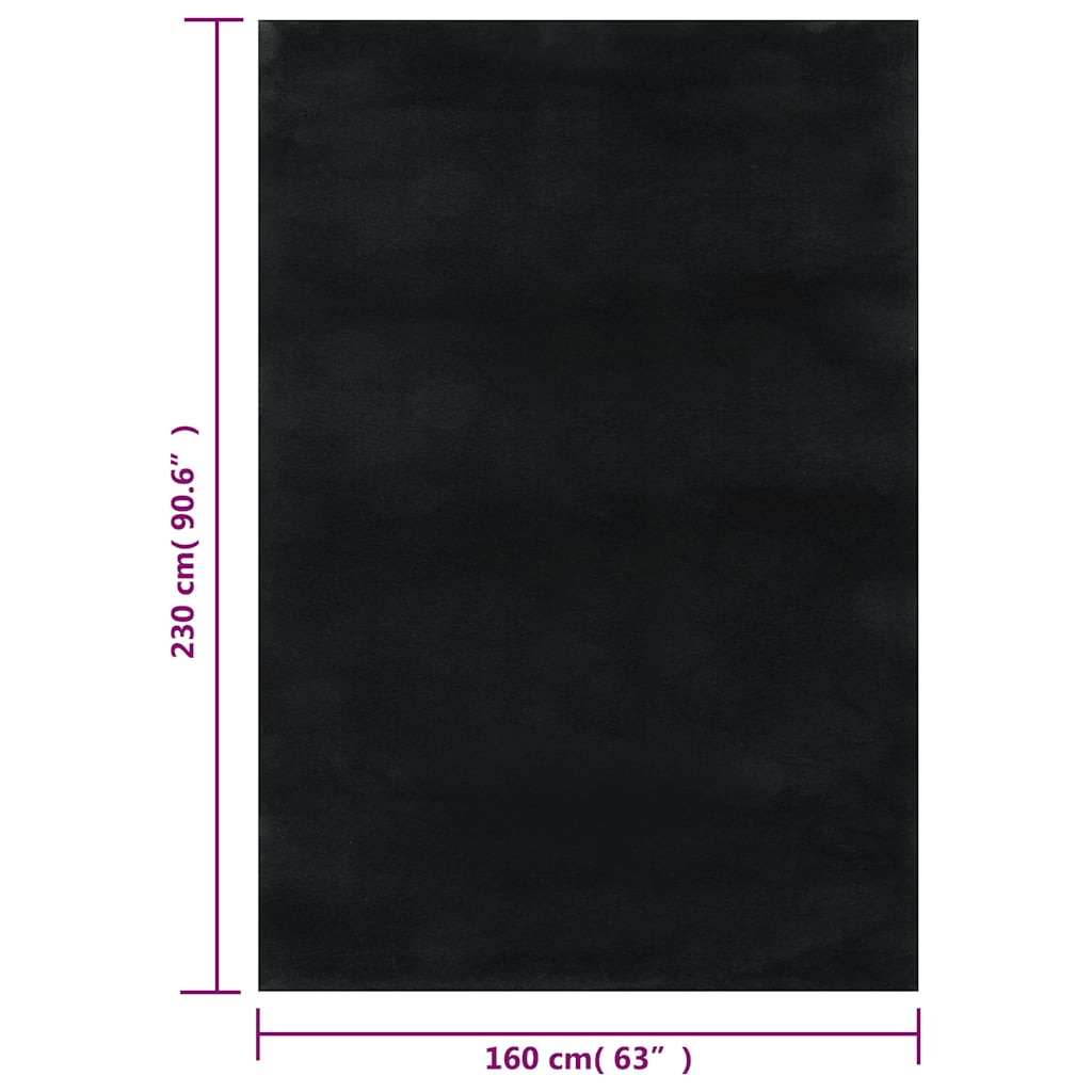 vidaXL Washable Rug Soft Shaggy Black 160x230 cm Anti Slip
