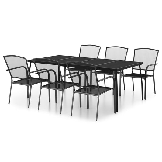 vidaXL Garden Dining Set | Anthracite | Steel | 200 x 100 x 72 cm | Stackable