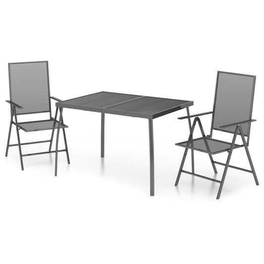 vidaXL Garden Dining Set | Anthracite | Powder-Coated Steel | Medium | Foldable