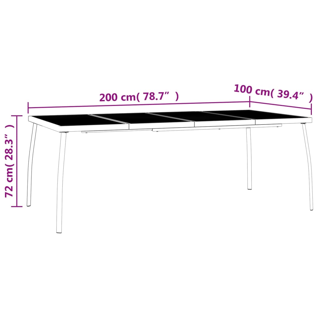 vidaXL Garden Dining Set | Anthracite | Powder-Coated Steel | 200 x 100 x 72 cm