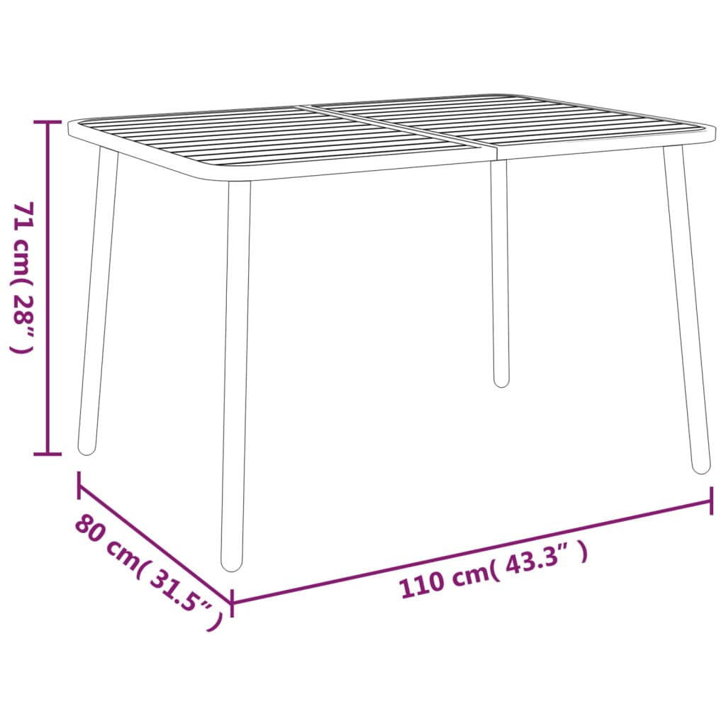 vidaXL 7 Piece Garden Dining Set Anthracite Steel