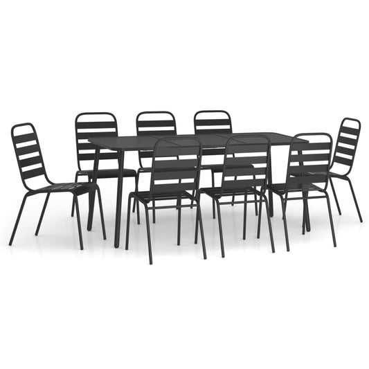 vidaXL 9 Piece Garden Dining Set Anthracite Steel