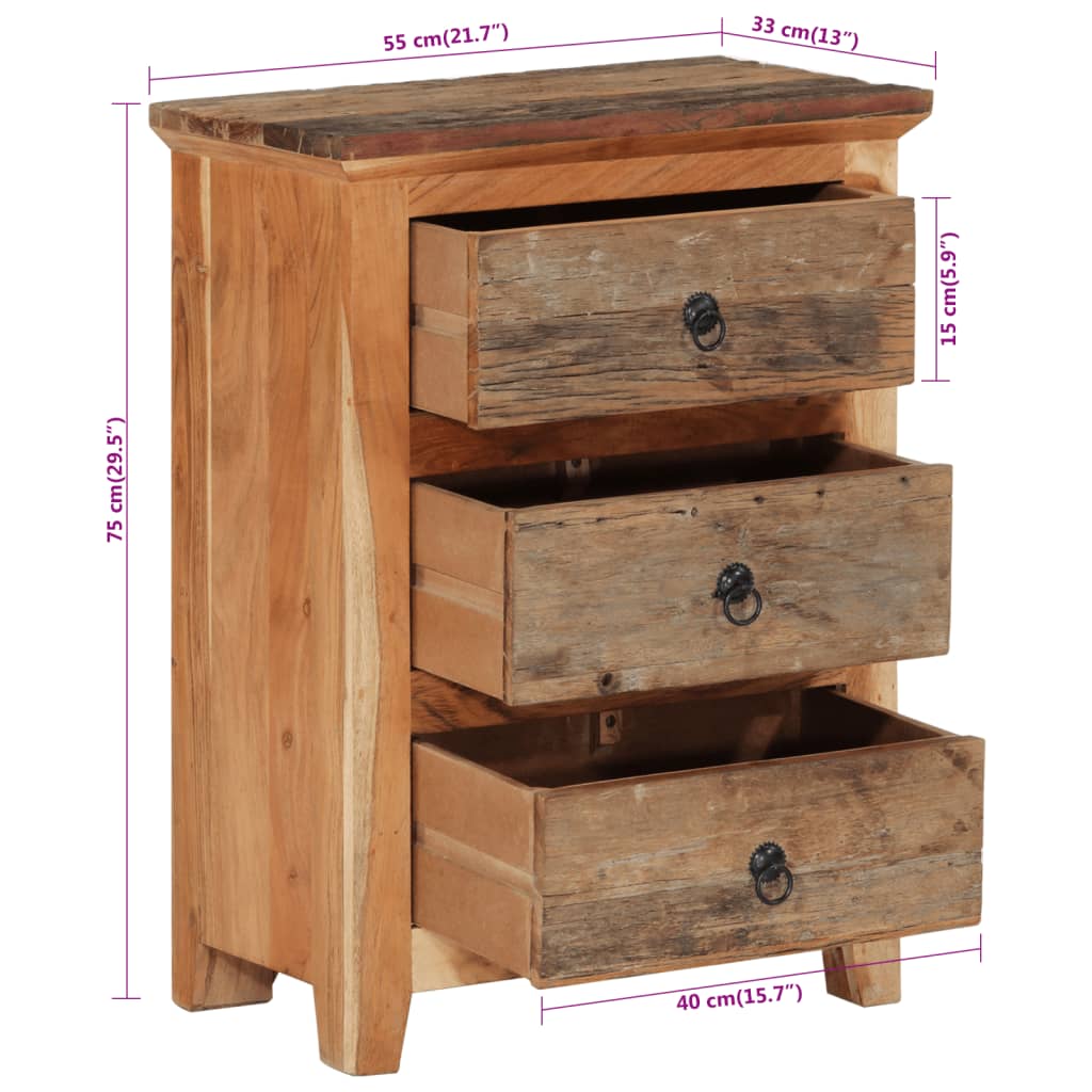 vidaXL Side Cabinet 55x33x75 cm Solid Wood Acacia