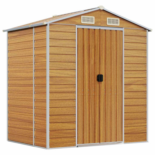 vidaXL Garden Shed Light Brown 191x130x198 cm Galvanised Steel