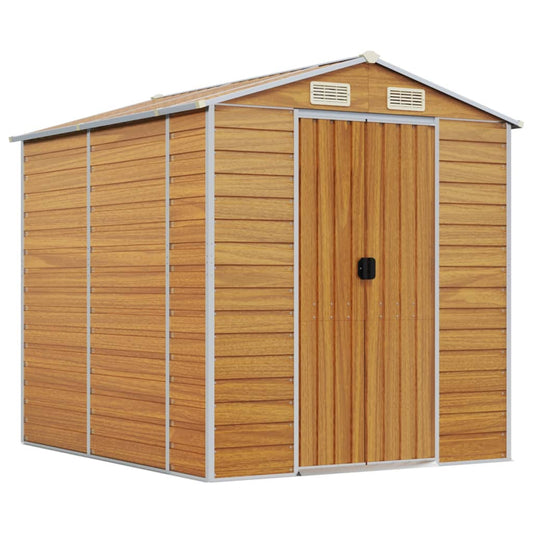 vidaXL Garden Shed Light Brown 191x215x198 cm Galvanised Steel