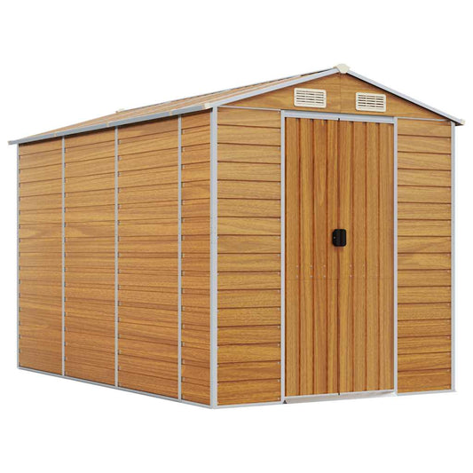 vidaXL Garden Shed Light Brown 191x300x198 cm Galvanised Steel