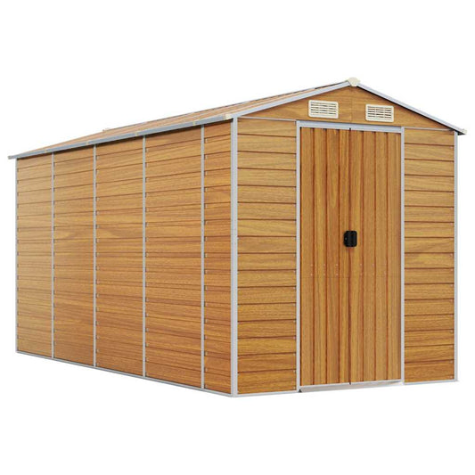 vidaXL Garden Shed Light Brown 191x385x198 cm Galvanised Steel