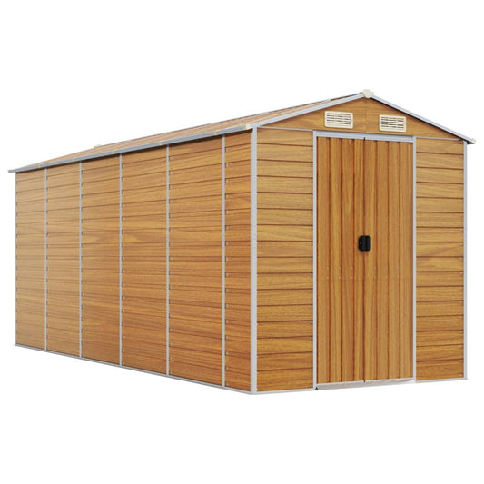 vidaXL Garden Shed Light Brown 191x470x198 cm Galvanised Steel