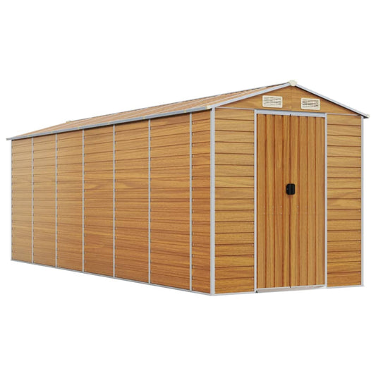vidaXL Garden Shed Light Brown 191x555x198 cm Galvanised Steel