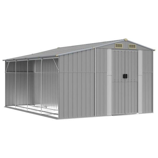 vidaXL Garden Shed Grey 277x365,5x179 cm Galvanised Steel