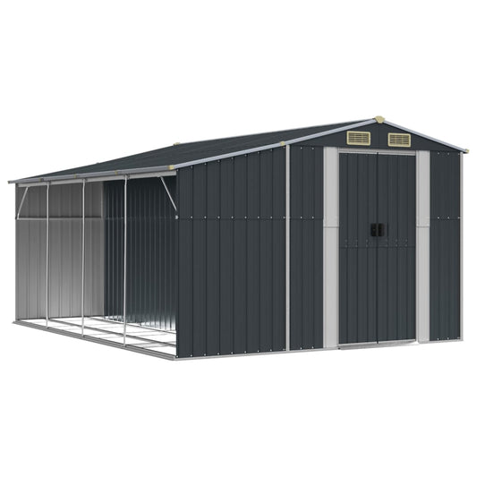 vidaXL Garden Shed Anthracite 277x365,5x179 cm Galvanised Steel