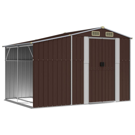 vidaXL Garden Shed Brown 277x192,5x179 cm Galvanised Steel