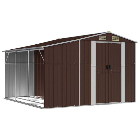 vidaXL Garden Shed Brown 277x279x179 cm Galvanised Steel