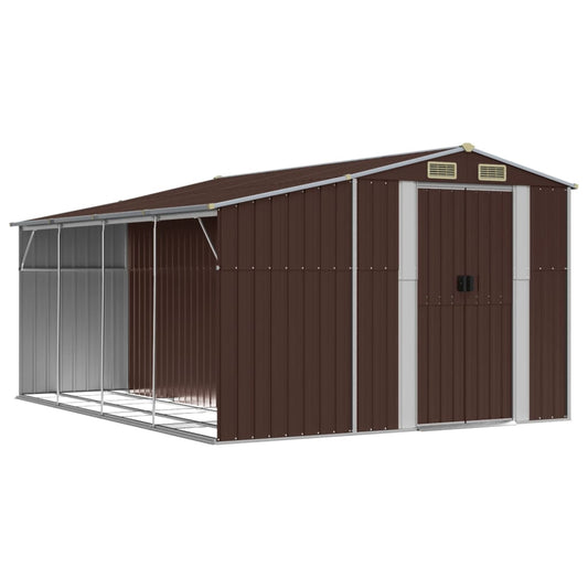vidaXL Garden Shed Brown 277x365,5x179 cm Galvanised Steel