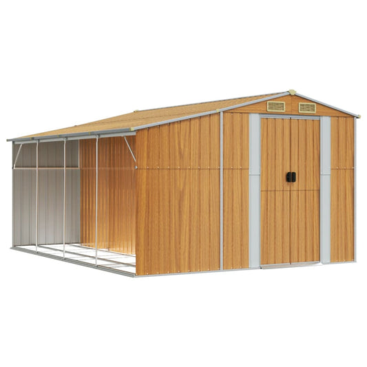 vidaXL Garden Shed Light Brown 277x365,5x179 cm Galvanised Steel