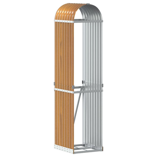 vidaXL Log Holder Wood Look 40x45x170 cm Galvanised Steel