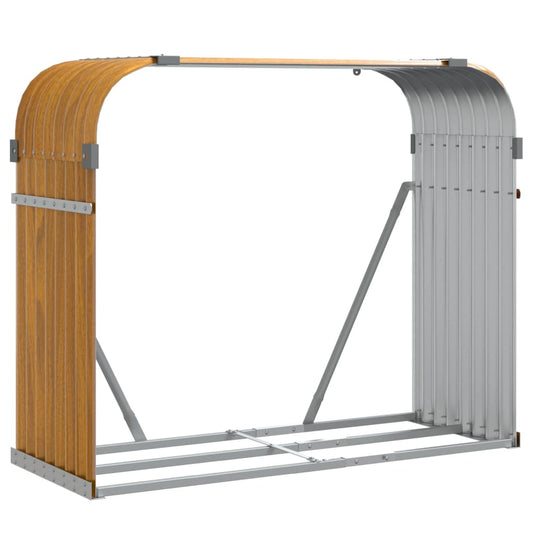 vidaXL Log Holder Wood Look 120x45x100 cm Galvanised Steel