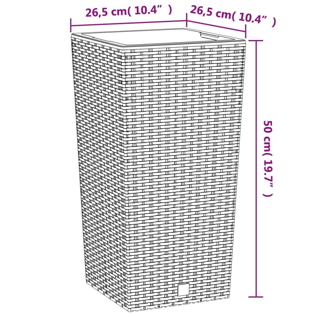 vidaXL Planter with Removable Inner White 11 / 26.5 L PP Rattan
