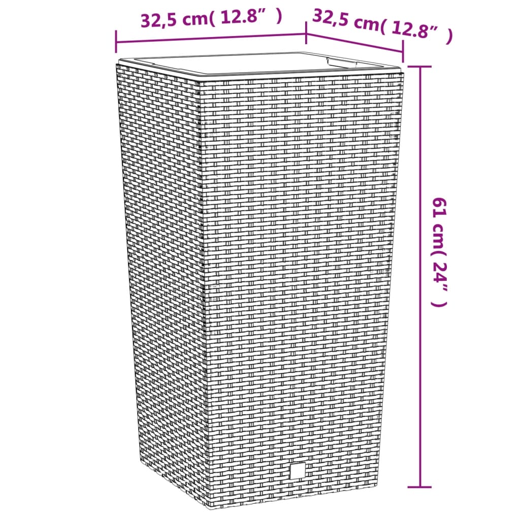 vidaXL Planter with Removable Inner White 21 / 49 L PP Rattan