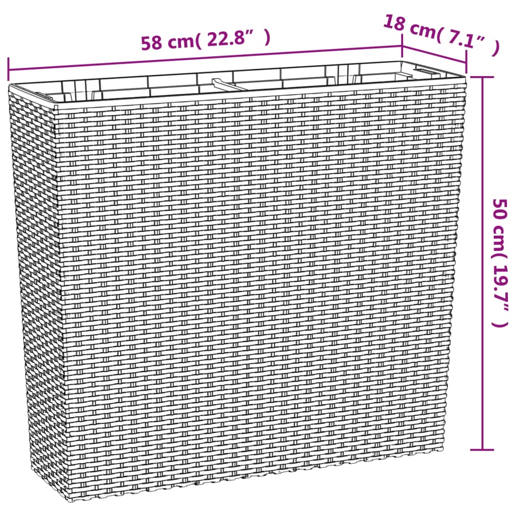 vidaXL Planter with Removable Inner Anthracite 12 / 44 L PP Rattan