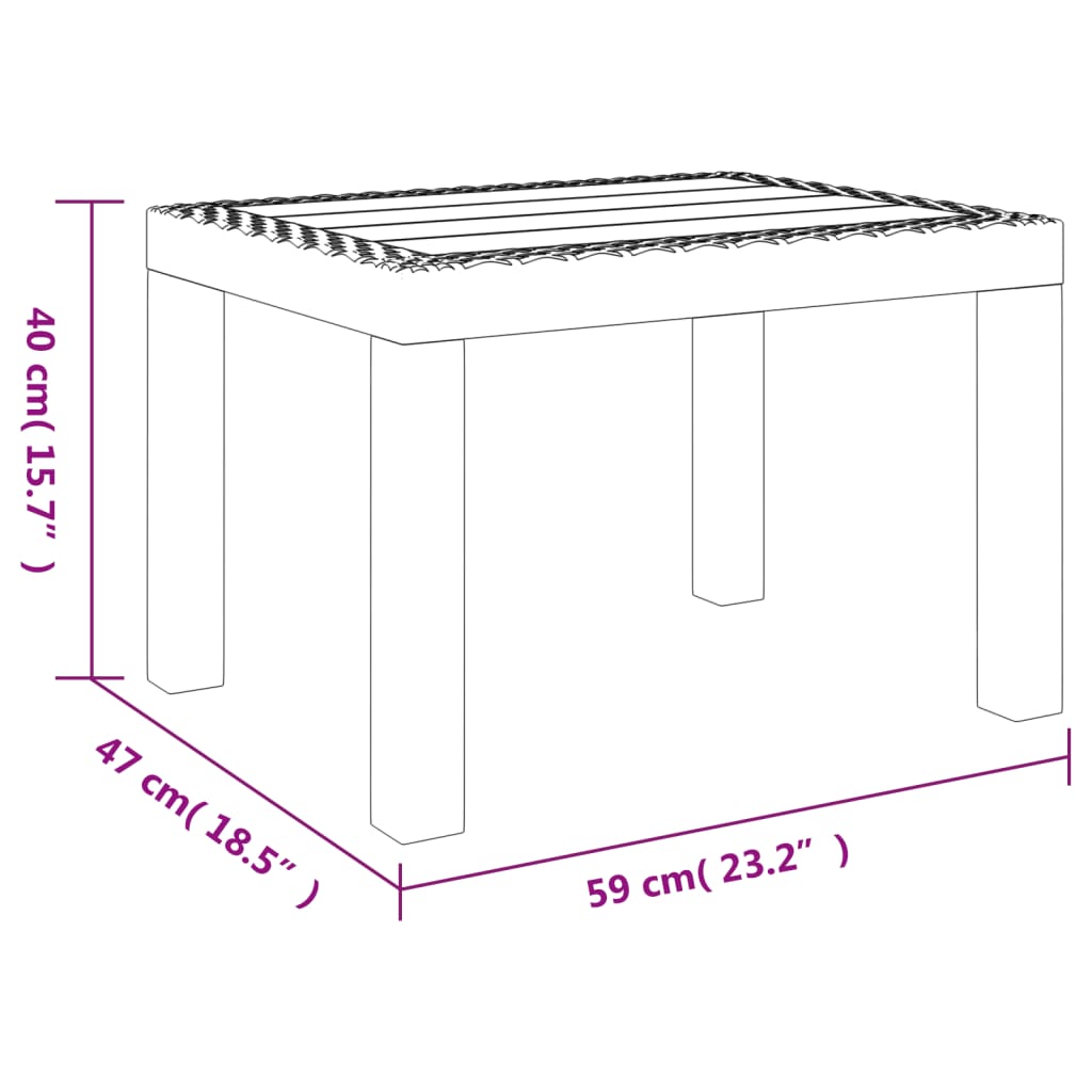 vidaXL Garden Table White 59x47x40 cm PP