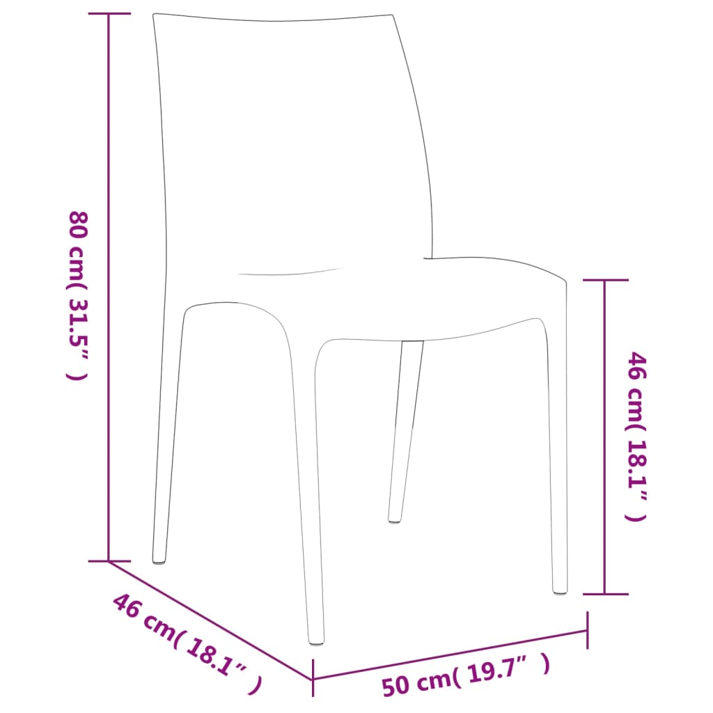 vidaXL Garden Chair | Set of 2 | White | Polypropylene | Medium | Stackable