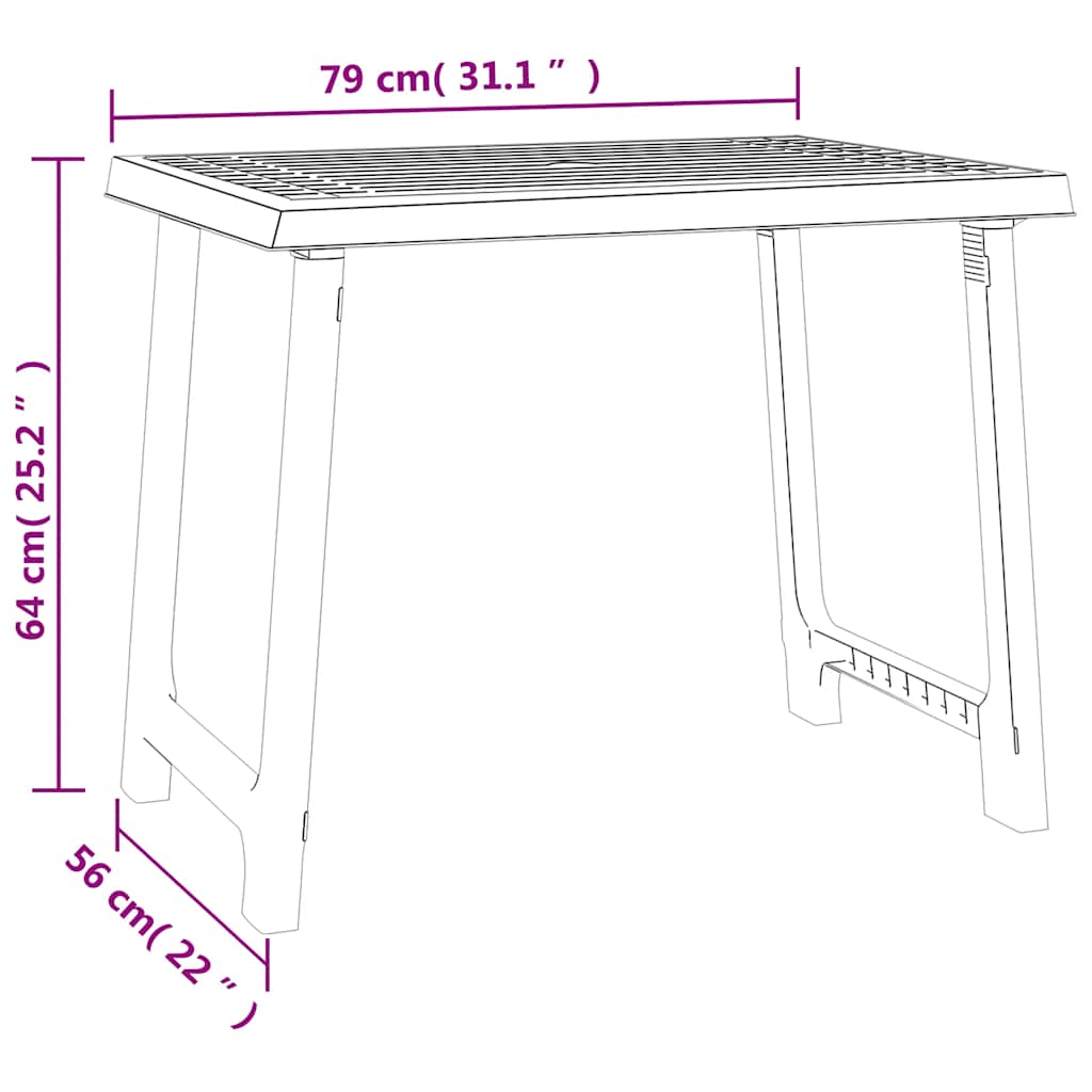 vidaXL Camping Table Anthracite 79x56x64 cm PP Wooden Look