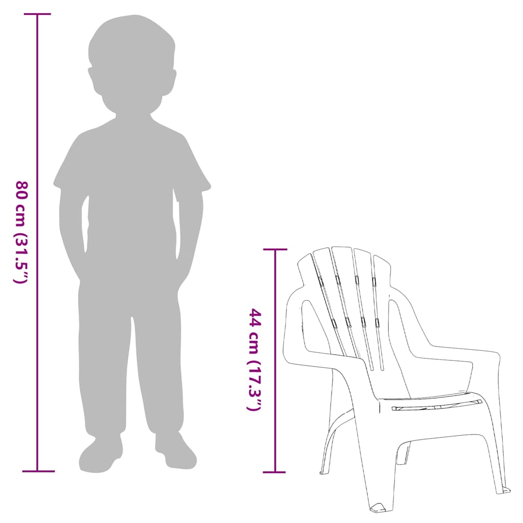 vidaXL Garden Chairs 2 pcs for Children Green 37x34x44cm PP Wooden Look