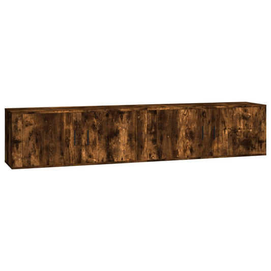 vidaXL 2 Piece Wall-mounted TV Cabinet Set Smoked Oak 100x34,5x40 cm