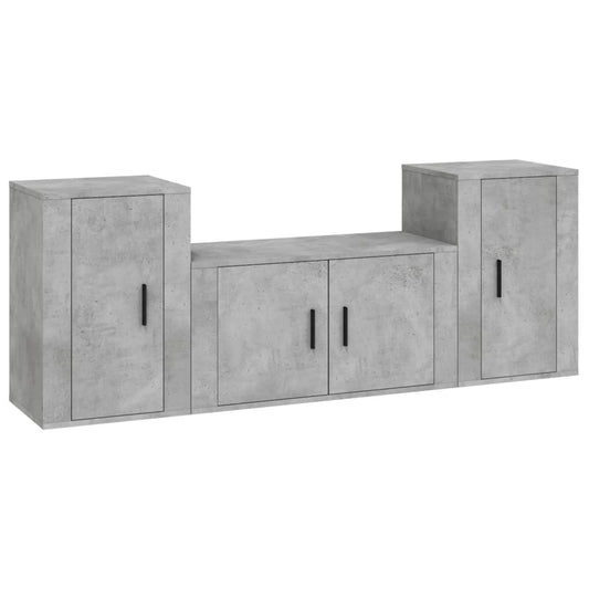 vidaXL 3 Piece TV Cabinet Set Concrete Grey Engineered Wood