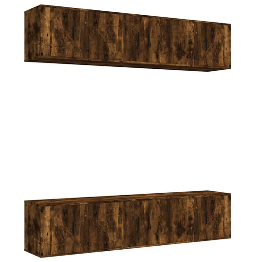 vidaXL 6 Piece TV Cabinet Set Smoked Oak Engineered Wood