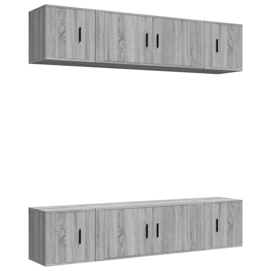 vidaXL 6 Piece TV Cabinet Set Grey Sonoma Engineered Wood