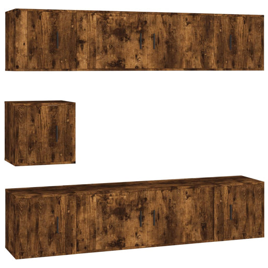 vidaXL 7 Piece TV Cabinet Set Smoked Oak Engineered Wood