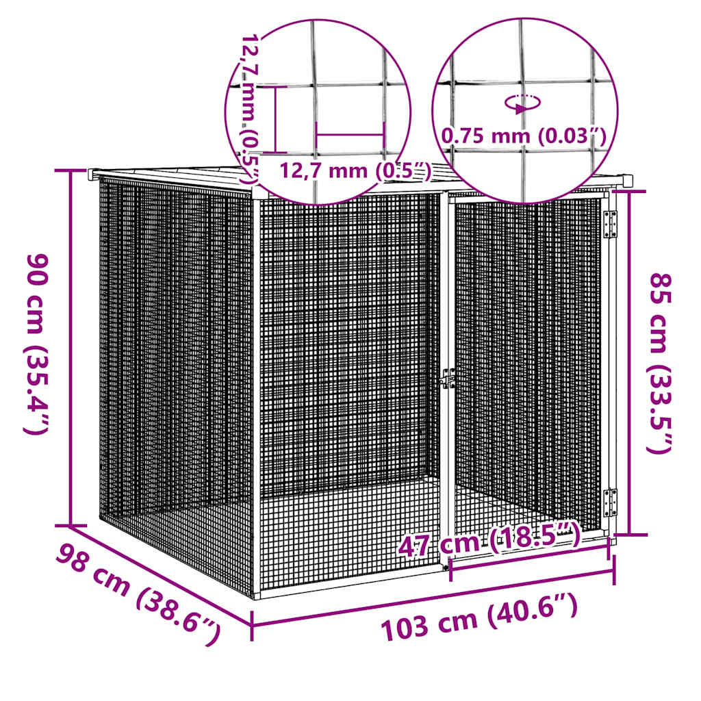 vidaXL Chicken Cage with Roof Anthracite 103x98x90 cm Galvanised Steel