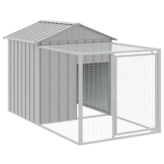 vidaXL Chicken Cage with Run Light Grey 117x201x123cm Galvanised Steel