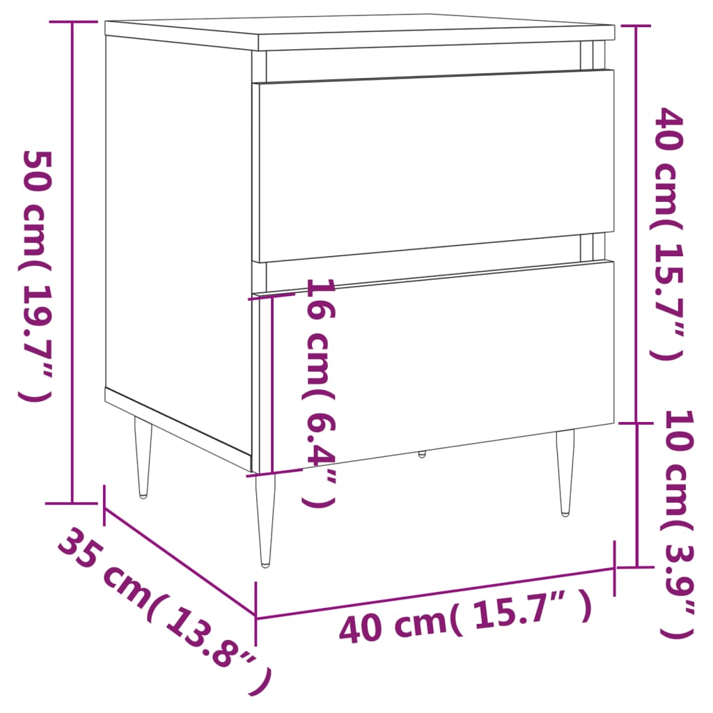 vidaXL Bedside Cabinets 2 pcs Smoked Oak 40x35x50 cm Engineered Wood