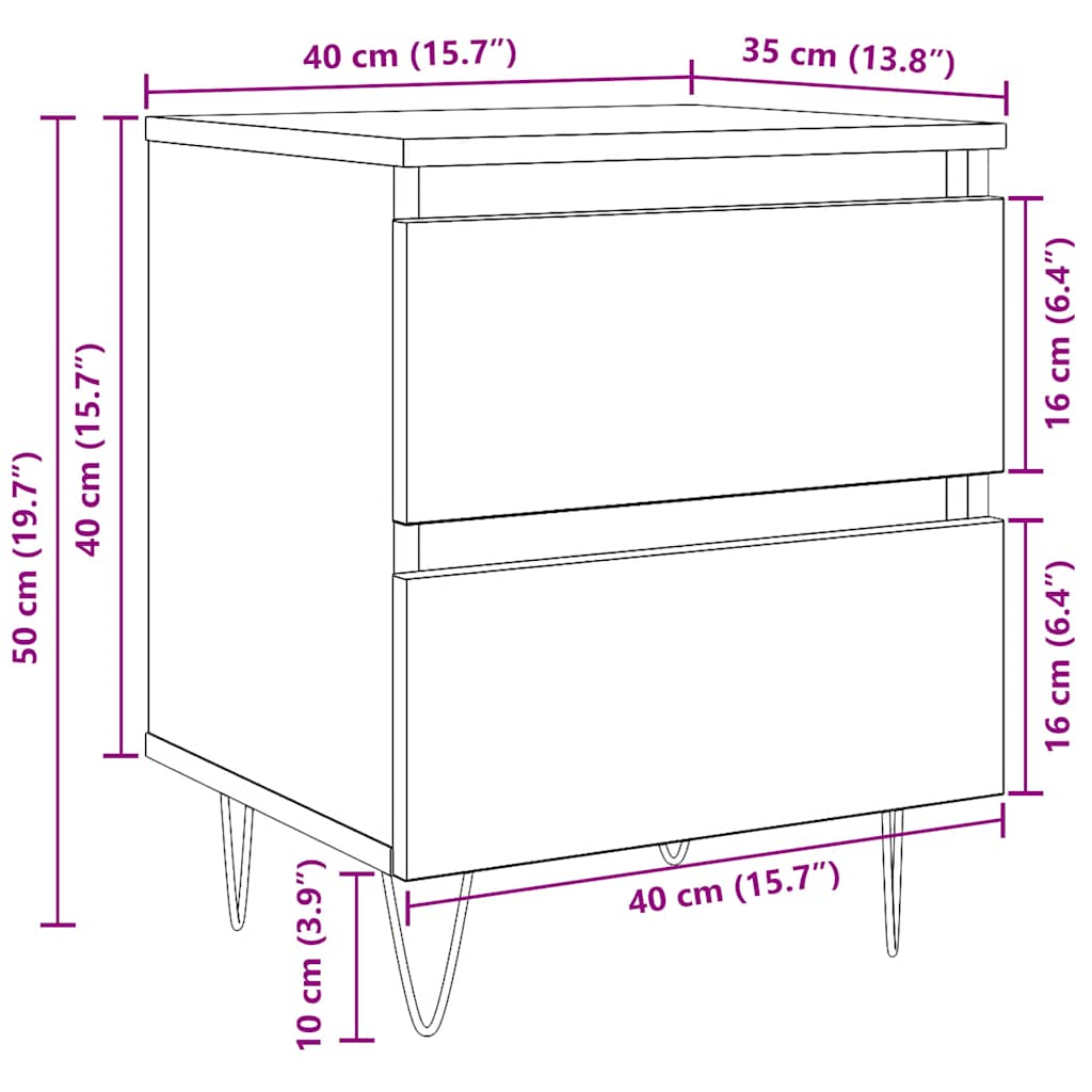 vidaXL Bedside Cabinet Sonoma Oak 40x35x50 cm Engineered Wood