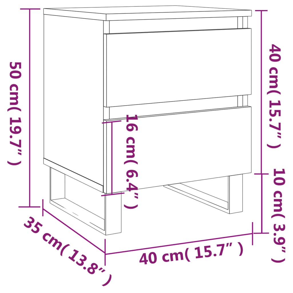vidaXL Bedside Cabinets 2 pcs Smoked Oak 40x35x50 cm Engineered Wood