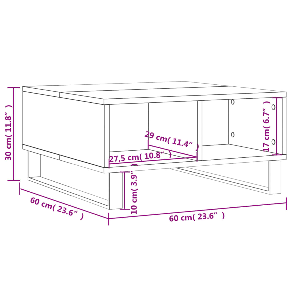 vidaXL Coffee Table White 60x60x30 cm Engineered Wood